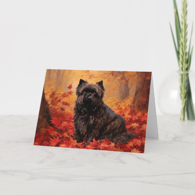 Affenpinscher i Höst löv Fall Inspired Kort (Framsida)