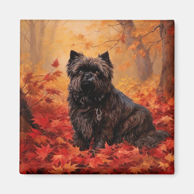 Affenpinscher i Höst löv Fall Inspired Magnet (Framsidan)