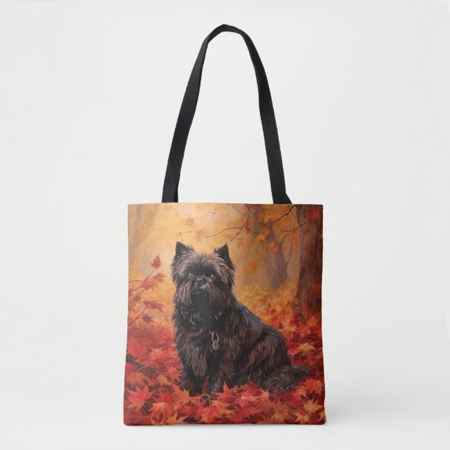 Affenpinscher i Höst löv Fall Inspired Tygkasse (Framsida)