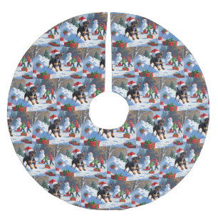Affenpinscher Jul Festiv Snö Scen Julgransmatta Borstad Polyester