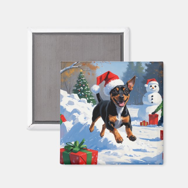Affenpinscher jul Festive Snö Scene Magnet (Front/Back)