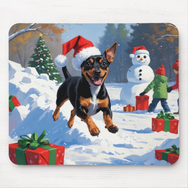 Affenpinscher jul Festive Snö Scene Musmatta (Framsidan)