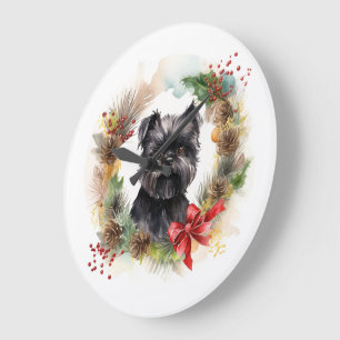 Affenpinscher Jul Utandning Festive Valp Stor Klocka