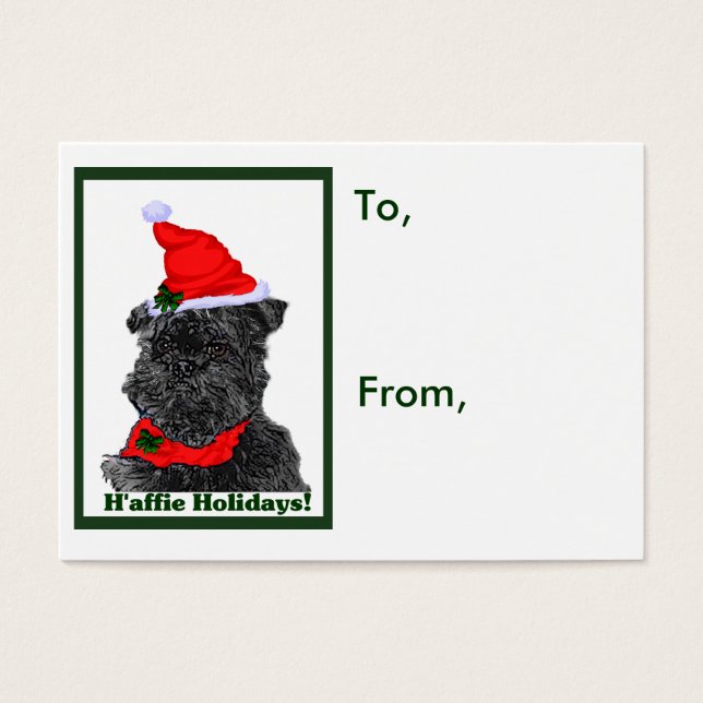 Affenpinscher-Juletiketter Visitkort (Framsidan)