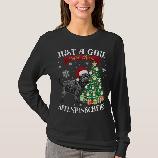 Affenpinscher Julgran Affenpinscher Santa H T Shirt (Framsida)