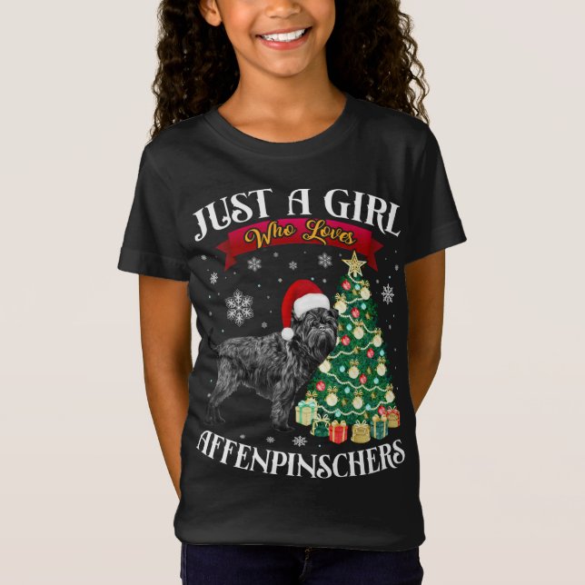 Affenpinscher Julgran Affenpinscher Santa H T Shirt (Framsida)
