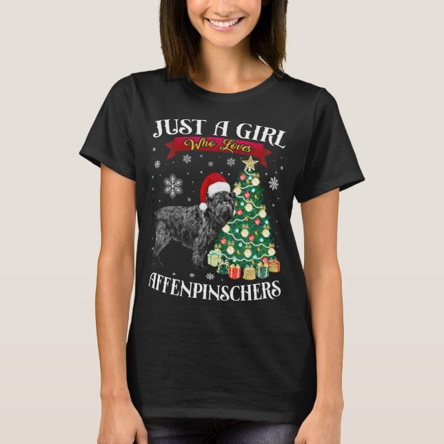Affenpinscher Julgran Affenpinscher Santa H T Shirt (Framsida)