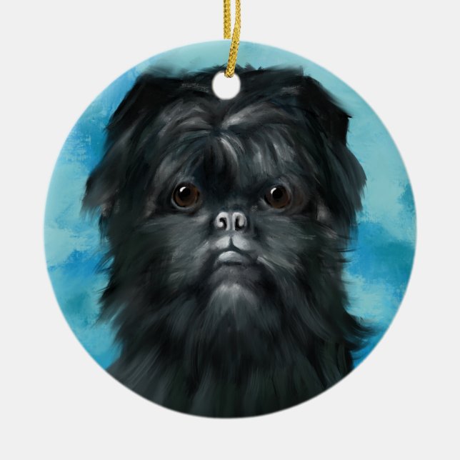 Affenpinscher Julgransprydnad Keramik (Framsidan)