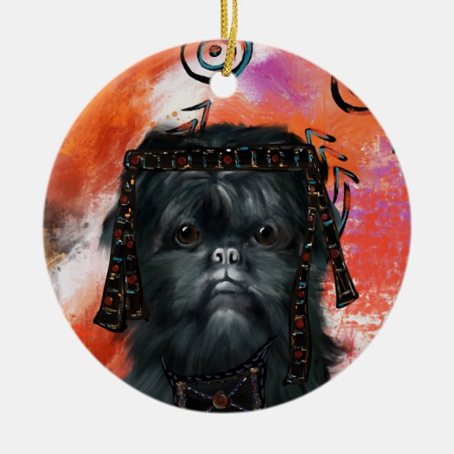 Affenpinscher Julgransprydnad Keramik (Framsidan)