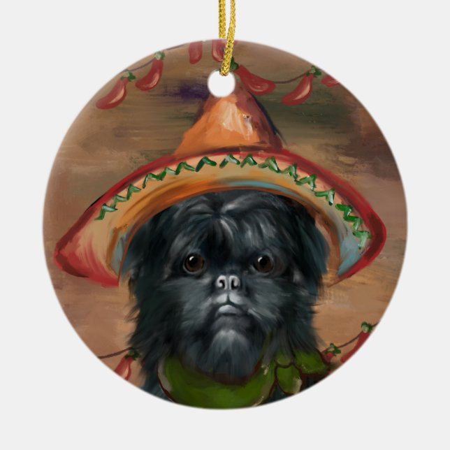 Affenpinscher Julgransprydnad Keramik (Framsidan)