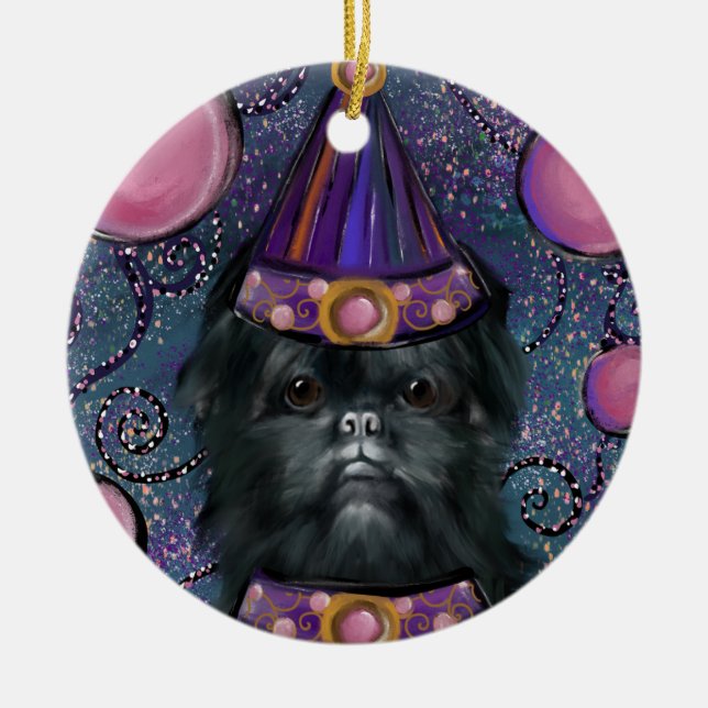 Affenpinscher Julgransprydnad Keramik (Framsidan)