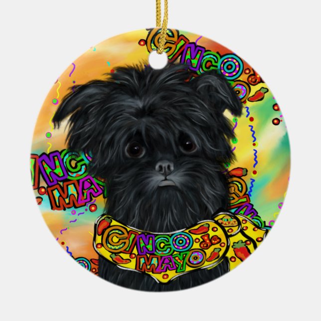 Affenpinscher Julgransprydnad Keramik (Framsidan)