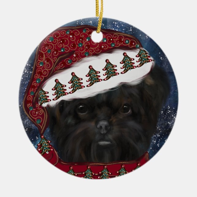 Affenpinscher  julgransprydnad keramik (Framsidan)