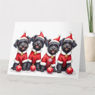 Affenpinscher julklänning tomtehatt kort