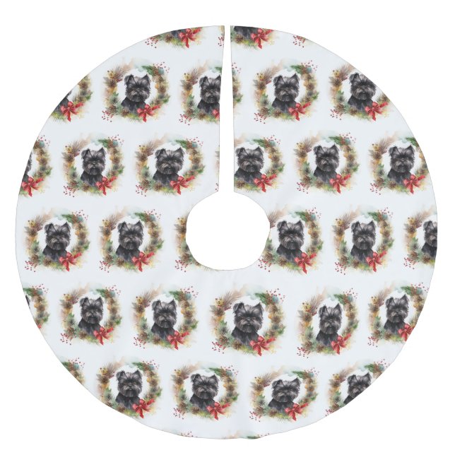 Affenpinscher Julkrans Festlig Valp Julgransmatta Borstad Polyester (Framsidan)