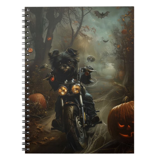 Affenpinscher Kör Motorcykel Halloween Skräckinjag Anteckningsbok (Framsidan)