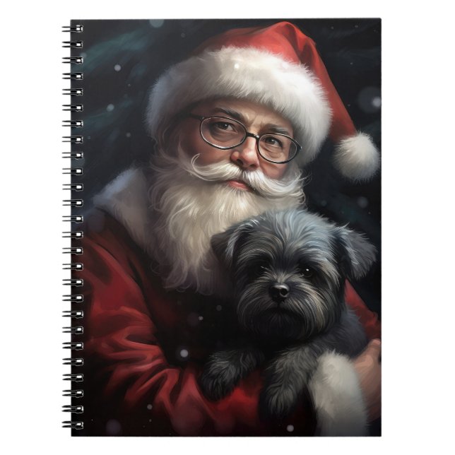 Affenpinscher med Jultomten julafton Anteckningsbok (Framsidan)