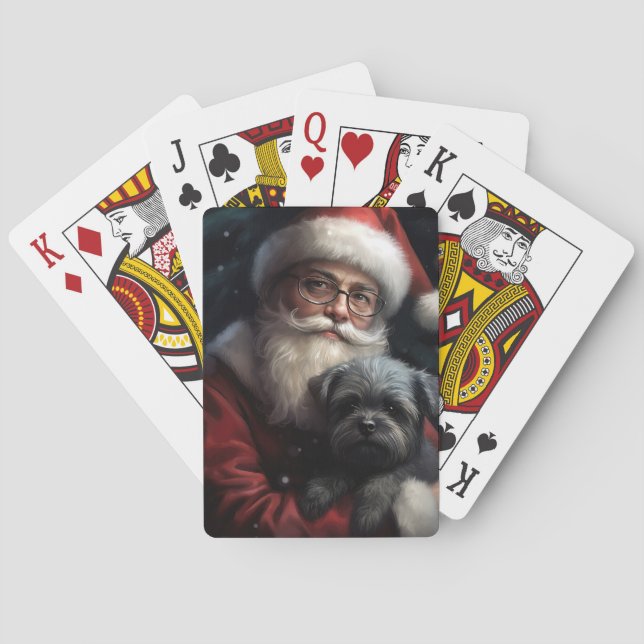 Affenpinscher med Jultomten julafton Casinokort (Baksidan)