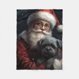 Affenpinscher med Jultomten julafton Fleecefilt
