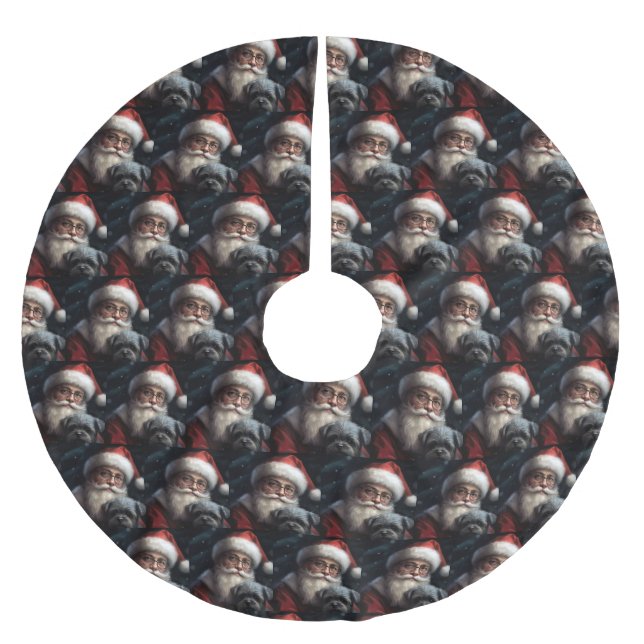 Affenpinscher med Jultomten julafton Julgransmatta Borstad Polyester (Framsidan)