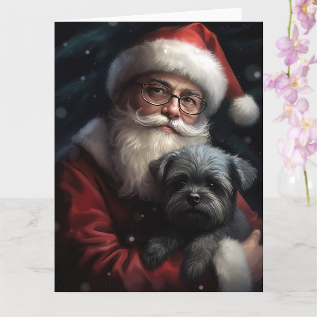 Affenpinscher med Jultomten julafton Kort (Orkide)
