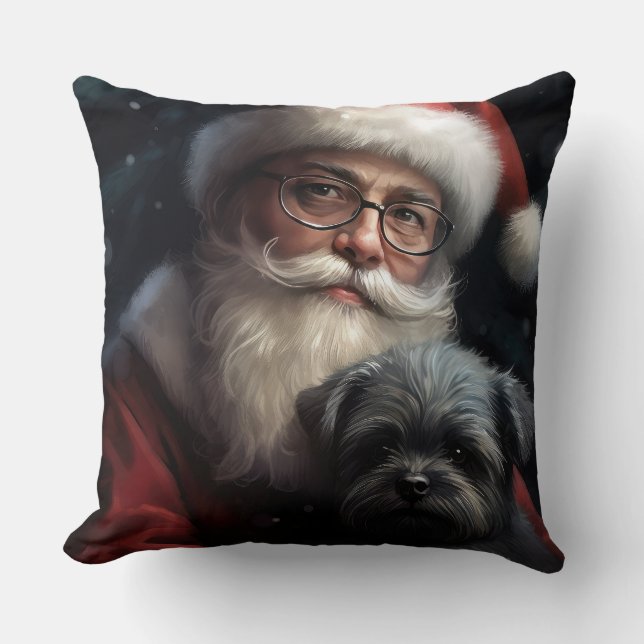 Affenpinscher med Jultomten julafton Kudde (Framsida)