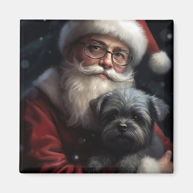 Affenpinscher med Jultomten julafton Magnet (Framsidan)