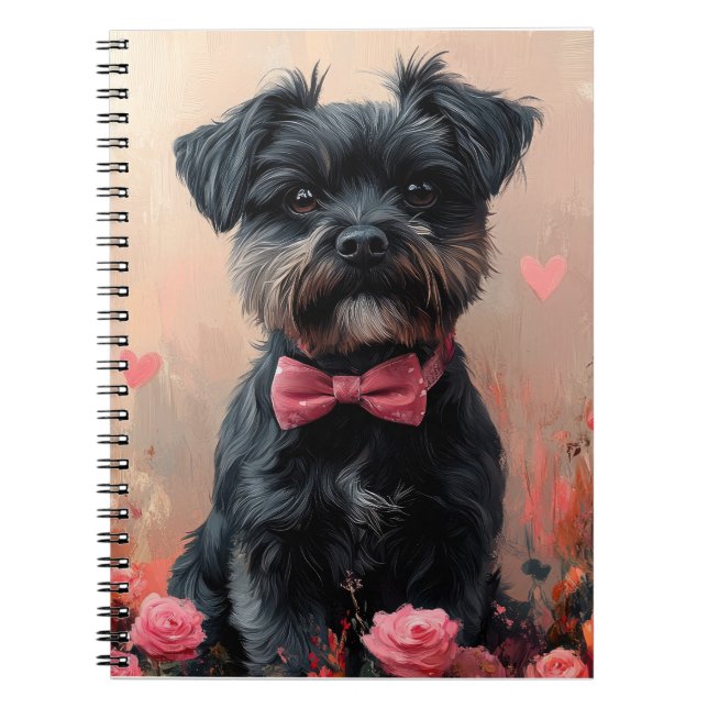 Affenpinscher med rosor - Alla hjärtans dag Anteckningsbok (Framsidan)