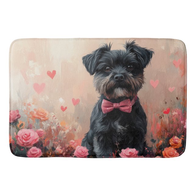 Affenpinscher med rosor - Alla hjärtans dag Badrumsmatta (Framsidan)