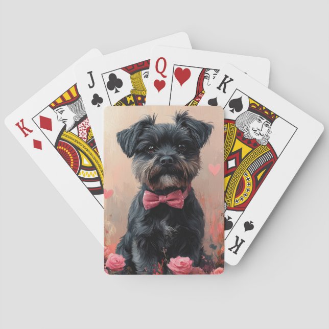 Affenpinscher med rosor - Alla hjärtans dag Casinokort (Baksidan)