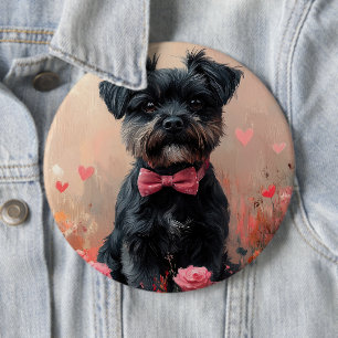 Affenpinscher med rosor - Alla hjärtans dag Knapp