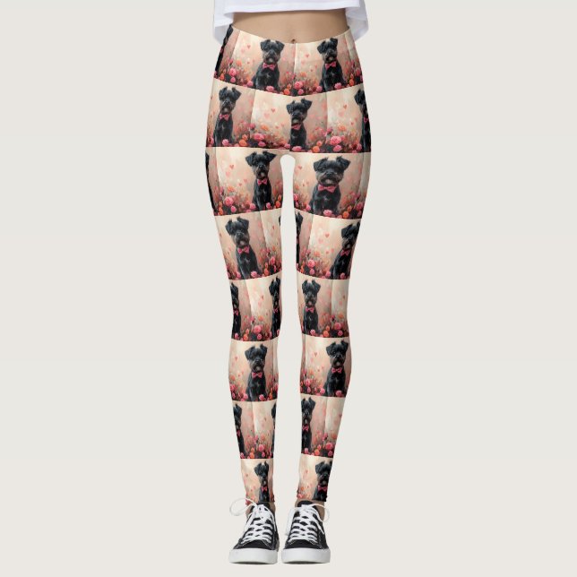 Affenpinscher med rosor - Alla hjärtans dag Leggings (Framsida)
