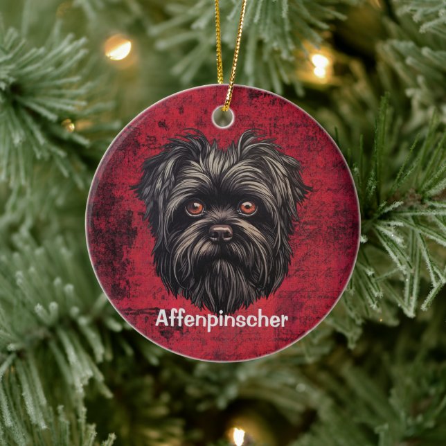 Affenpinscher Monkey Dog Affens Terrier Julgransprydnad Keramik (Träd)
