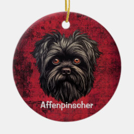 Affenpinscher Monkey Dog Affens Terrier Julgransprydnad Keramik