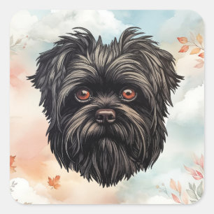 Affenpinscher Monkey Hund Affens Terrier Fyrkantigt Klistermärke
