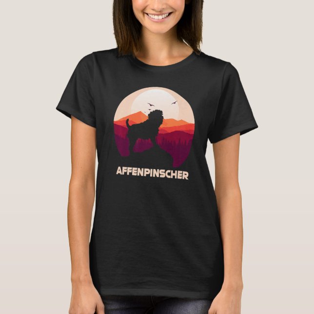 Affenpinscher och Måne Halloween 1 T Shirt (Framsida)