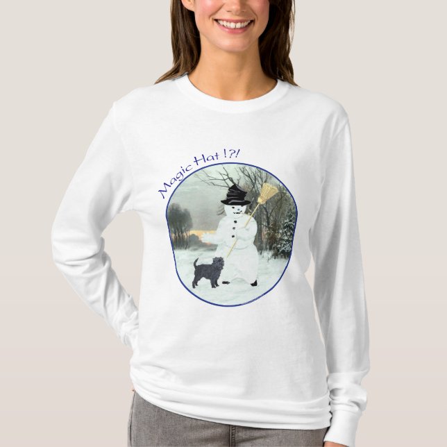 Affenpinscher och Snögubbe Tee Shirt (Framsida)