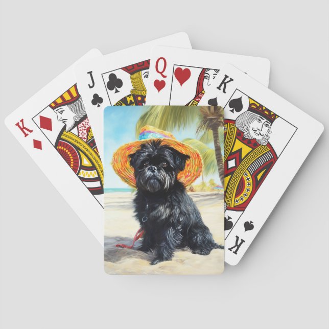 Affenpinscher på Beach, sommargåva till hundälskar Casinokort (Baksidan)