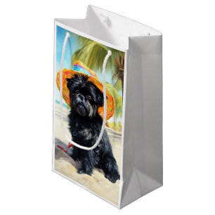Affenpinscher på stranden, sommarpresent till hund