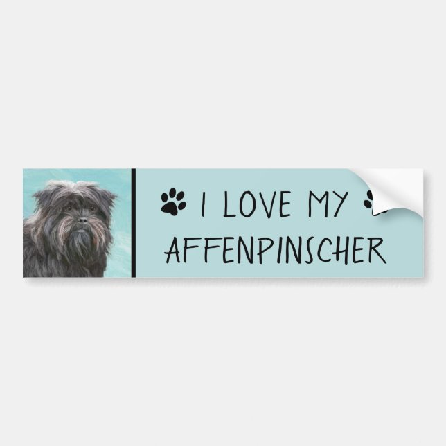 Affenpinscher Painting - Cute Original Hund Art Bildekal (Framsidan)