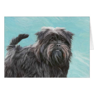Affenpinscher Painting - Cute Original Hund Art Hälsningskort