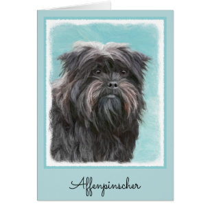 Affenpinscher Painting - Cute Original Hund Art Hälsningskort