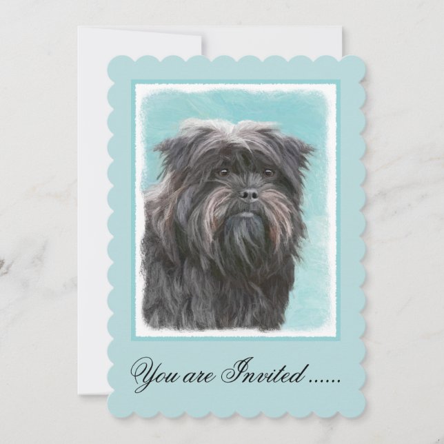 Affenpinscher Painting - Cute Original Hund Art Inbjudningar (Framsida)