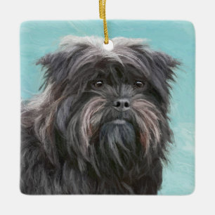 Affenpinscher Painting - Cute Original Hund Art Julgransprydnad Keramik