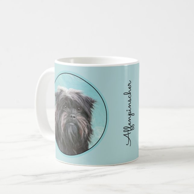 Affenpinscher Painting - Cute Original Hund Art Kaffemugg (Framsida vänster)