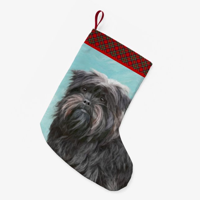 Affenpinscher Painting - Cute Original Hund Art Liten Julstrumpa (Framsidan (Hängande))