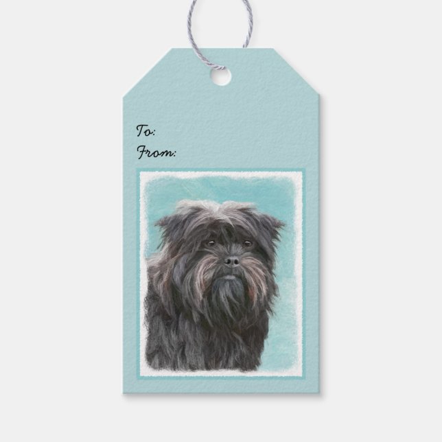 Affenpinscher Painting - Cute Original Hund Art Presentetikett (Framsidan)