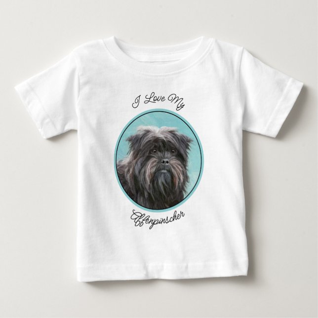 Affenpinscher Painting - Cute Original Hund Art T Shirt (Framsida)