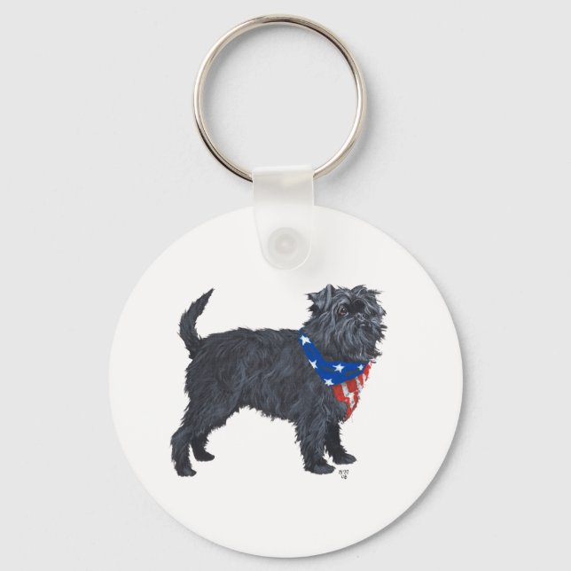 Affenpinscher Patriotisk Nyckelring (Framsida)