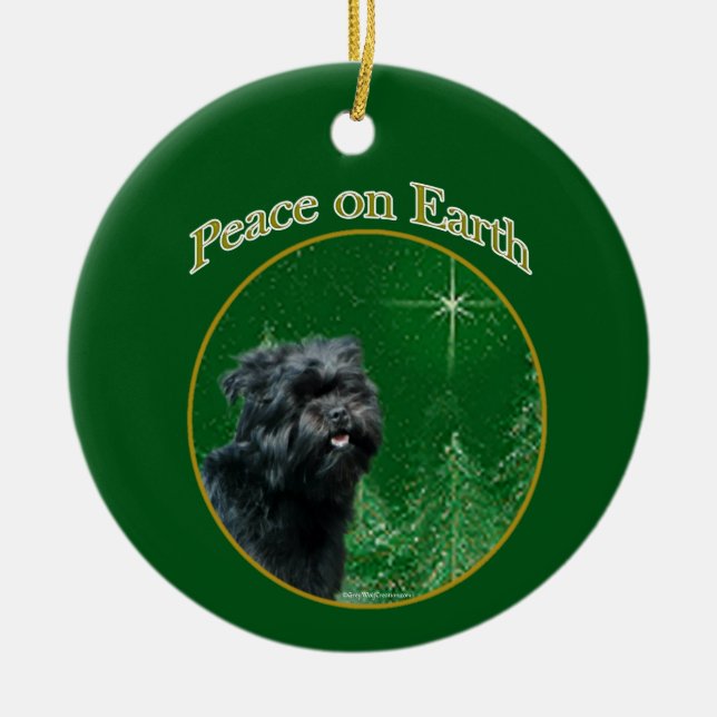 Affenpinscher Peace Julgransprydnad Keramik (Framsidan)